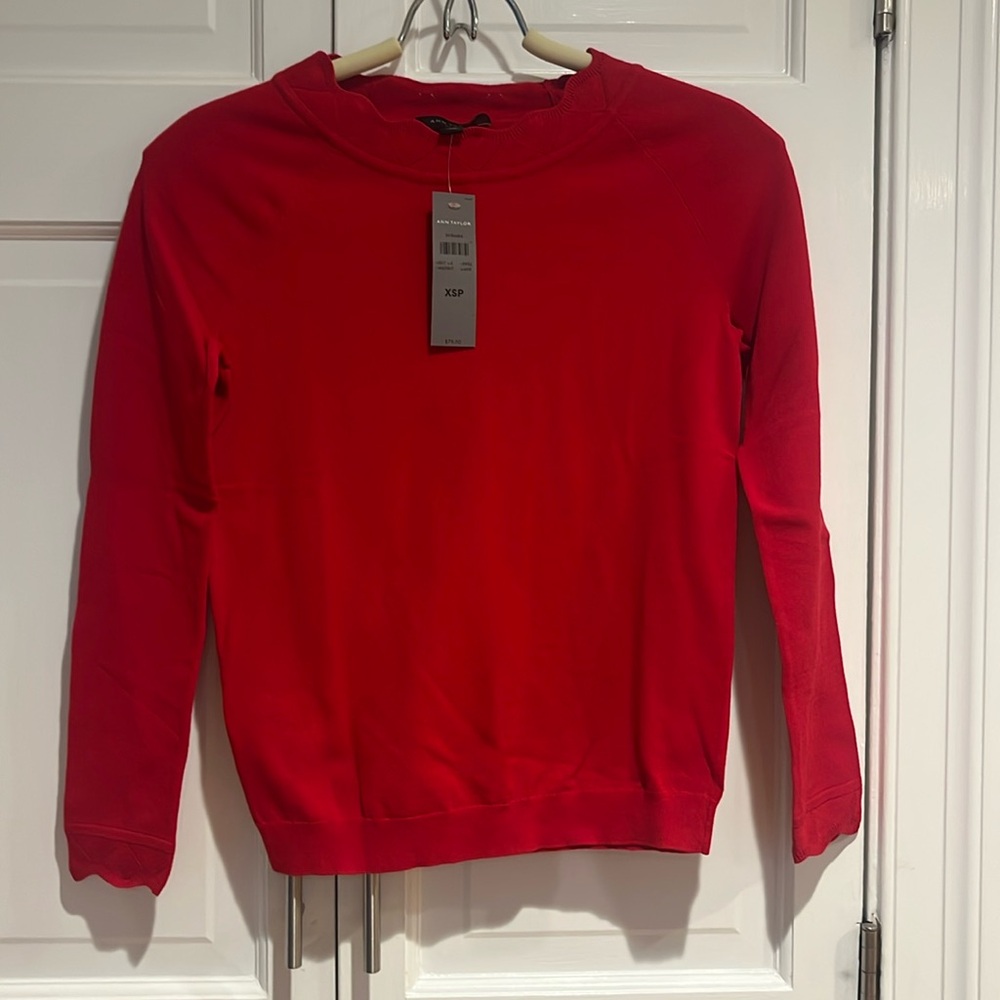 Ann Taylor red sweater, petite size extra small, nwt